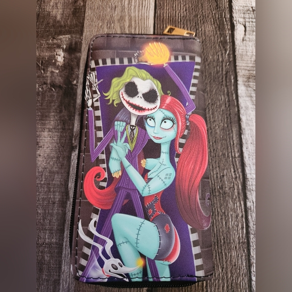 Nightmare Before Christmas Jack and Sally Horror Tim Burton Zippered Wallet - Picture 2 of 9